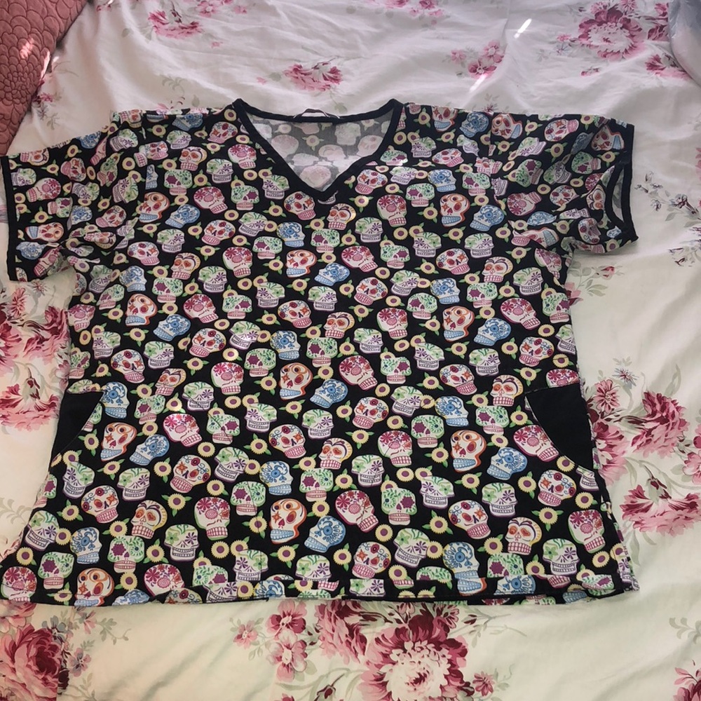 Sugar Skull scrub top